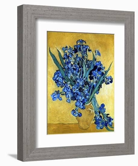 Vase of Irises Against a Yellow Background, c.1890-Vincent van Gogh-Framed Giclee Print