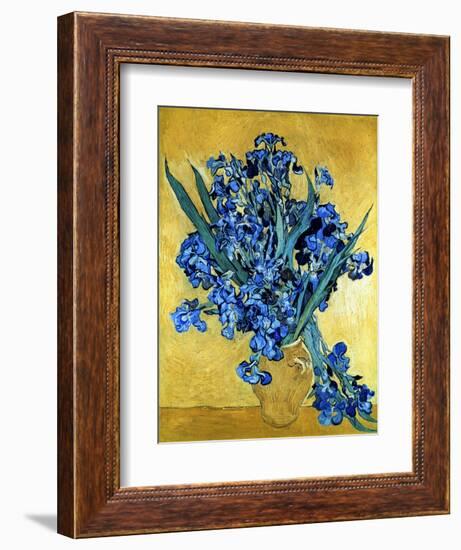 Vase of Irises Against a Yellow Background, c.1890-Vincent van Gogh-Framed Giclee Print