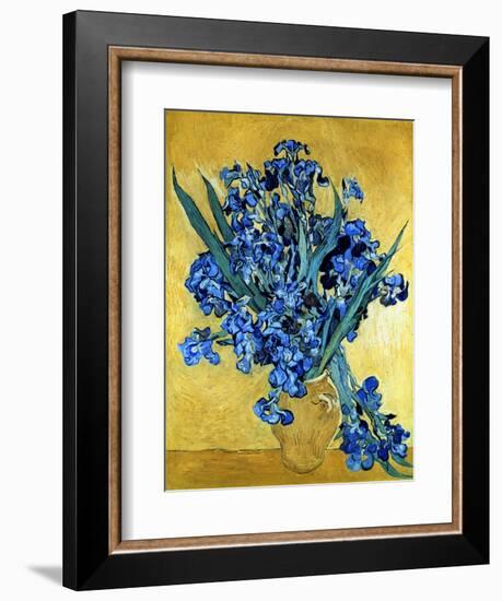 Vase of Irises Against a Yellow Background, c.1890-Vincent van Gogh-Framed Giclee Print