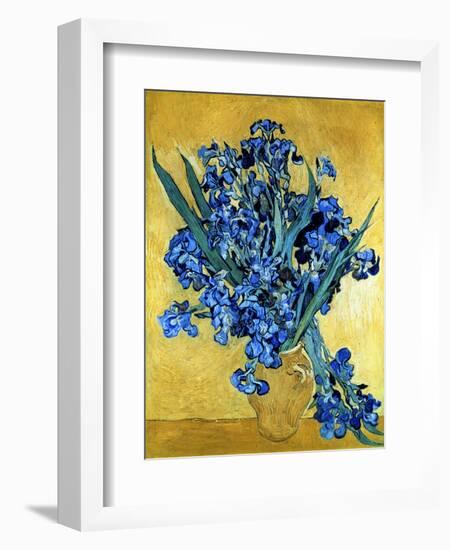 Vase of Irises Against a Yellow Background, c.1890-Vincent van Gogh-Framed Giclee Print