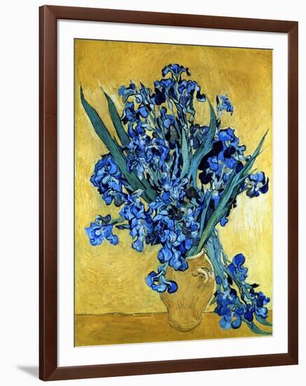 Vase of Irises Against a Yellow Background, c.1890-Vincent van Gogh-Framed Premium Giclee Print