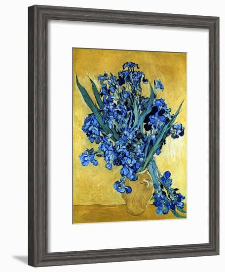 Vase of Irises Against a Yellow Background, c.1890-Vincent van Gogh-Framed Premium Giclee Print