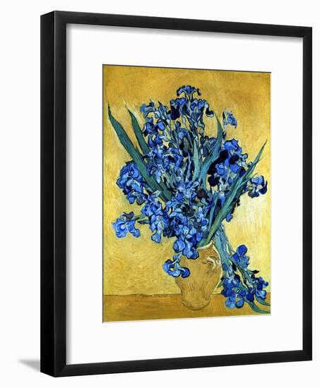 Vase of Irises Against a Yellow Background, c.1890-Vincent van Gogh-Framed Premium Giclee Print