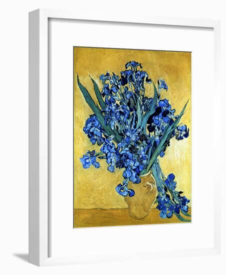 Vase of Irises Against a Yellow Background, c.1890-Vincent van Gogh-Framed Premium Giclee Print