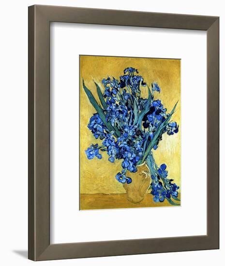 Vase of Irises Against a Yellow Background, c.1890-Vincent van Gogh-Framed Premium Giclee Print