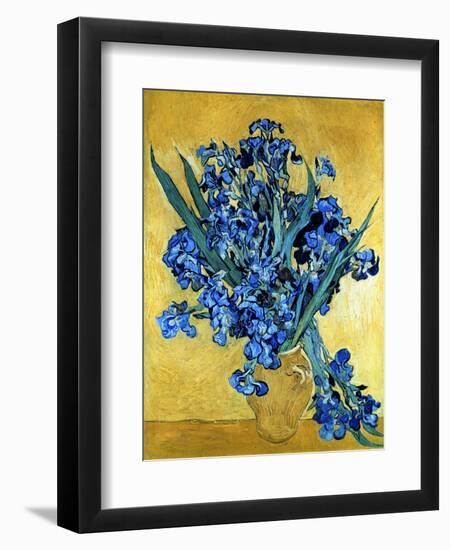 Vase of Irises Against a Yellow Background, c.1890-Vincent van Gogh-Framed Premium Giclee Print