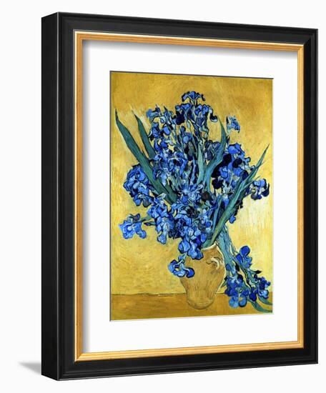 Vase of Irises Against a Yellow Background, c.1890-Vincent van Gogh-Framed Premium Giclee Print