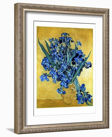 Vase of Irises Against a Yellow Background, c.1890-Vincent van Gogh-Framed Giclee Print