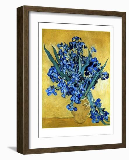 Vase of Irises Against a Yellow Background, c.1890-Vincent van Gogh-Framed Giclee Print