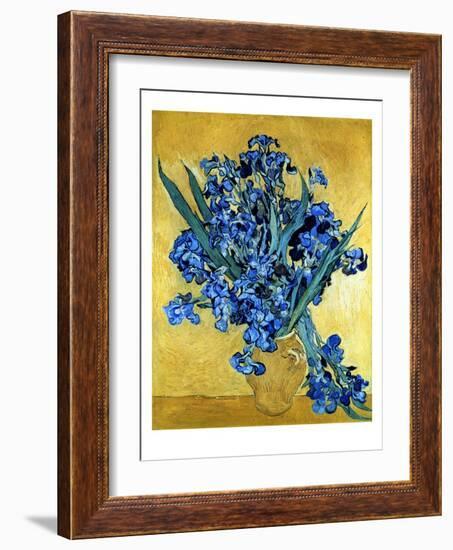 Vase of Irises Against a Yellow Background, c.1890-Vincent van Gogh-Framed Giclee Print