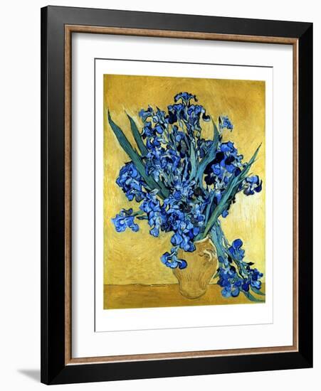 Vase of Irises Against a Yellow Background, c.1890-Vincent van Gogh-Framed Giclee Print