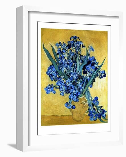 Vase of Irises Against a Yellow Background, c.1890-Vincent van Gogh-Framed Giclee Print