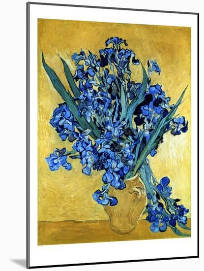 Vase of Irises Against a Yellow Background, c.1890-Vincent van Gogh-Mounted Giclee Print
