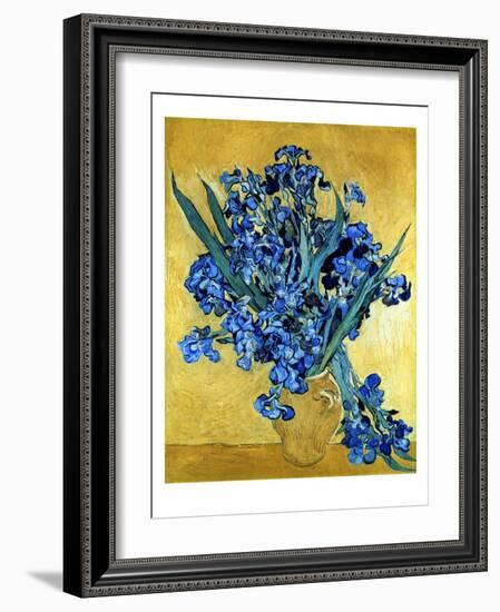 Vase of Irises Against a Yellow Background, c.1890-Vincent van Gogh-Framed Giclee Print