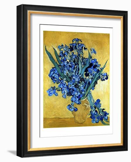 Vase of Irises Against a Yellow Background, c.1890-Vincent van Gogh-Framed Giclee Print