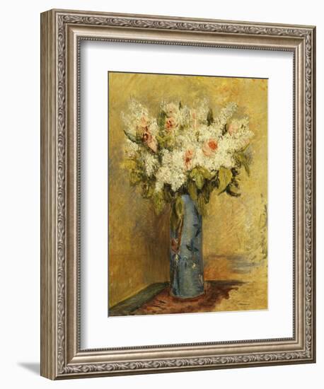 Vase of Lillies and Roses, C.1870-Pierre-Auguste Renoir-Framed Giclee Print