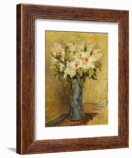 Vase of Lillies and Roses, C.1870-Pierre-Auguste Renoir-Framed Giclee Print