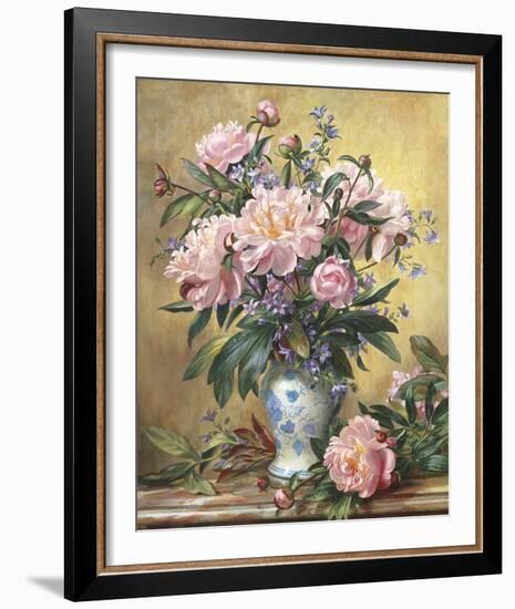 Vase Of Peonies And Canterbury Bells-Albert Williams-Framed Giclee Print