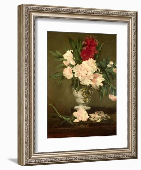 Vase of Peonies on a Small Pedestal, 1864-Edouard Manet-Framed Giclee Print