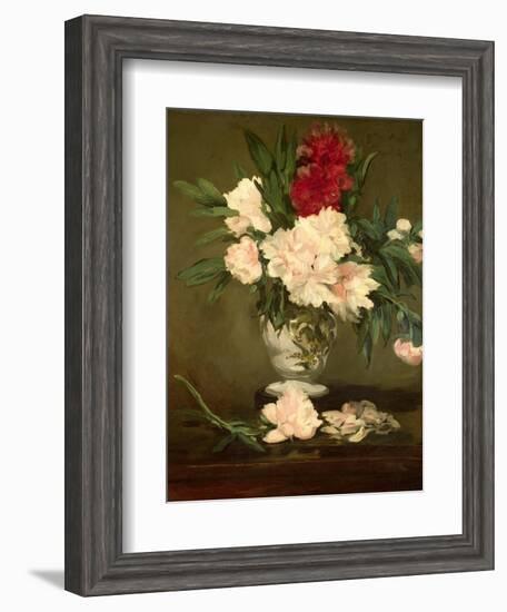 Vase of Peonies on a Small Pedestal, 1864-Edouard Manet-Framed Giclee Print