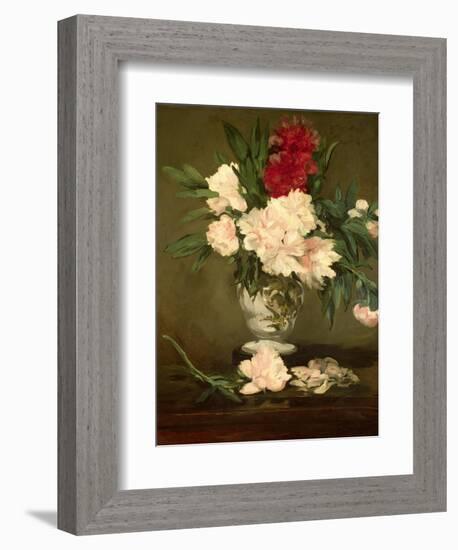 Vase of Peonies on a Small Pedestal, 1864-Edouard Manet-Framed Giclee Print