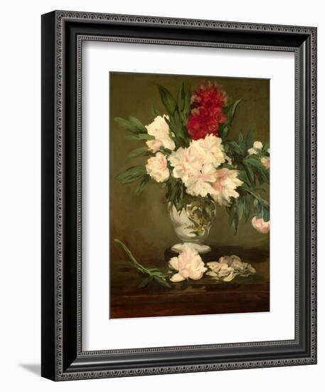 Vase of Peonies on a Small Pedestal, 1864-Edouard Manet-Framed Giclee Print