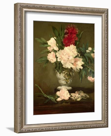 Vase of Peonies on a Small Pedestal, 1864-Edouard Manet-Framed Giclee Print