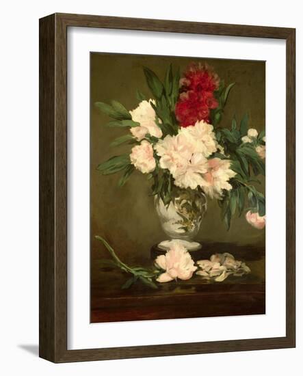 Vase of Peonies on a Small Pedestal, 1864-Edouard Manet-Framed Giclee Print