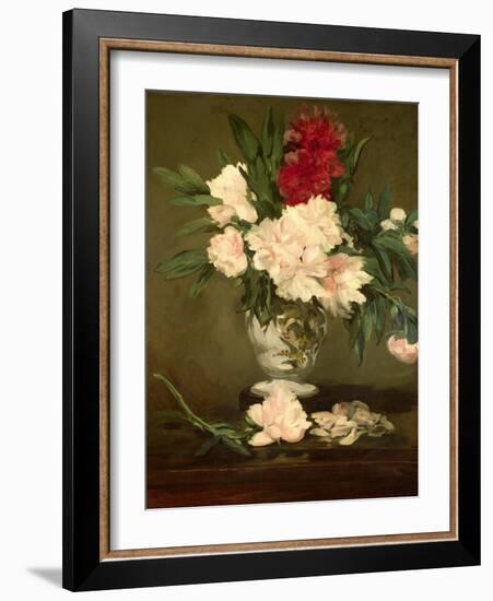 Vase of Peonies on a Small Pedestal, 1864-Edouard Manet-Framed Giclee Print