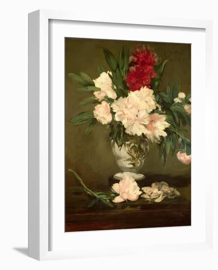 Vase of Peonies on a Small Pedestal, 1864-Edouard Manet-Framed Giclee Print