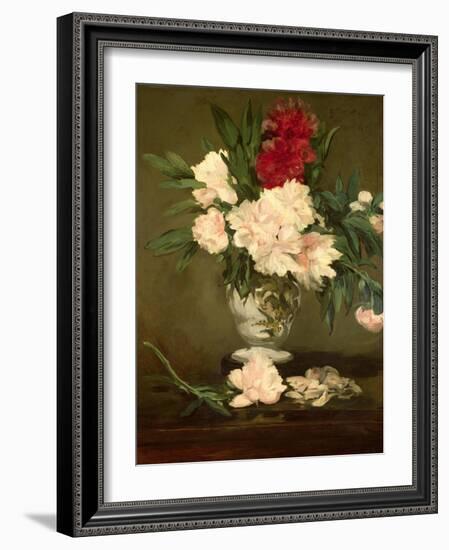 Vase of Peonies on a Small Pedestal, 1864-Edouard Manet-Framed Giclee Print