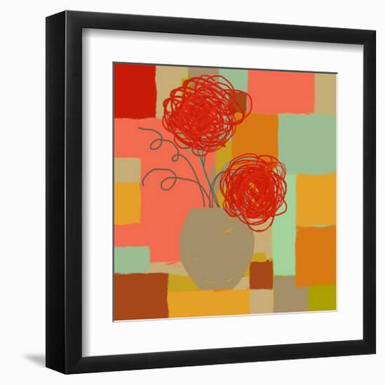 Vase of Red Flowers I-Yashna-Framed Art Print