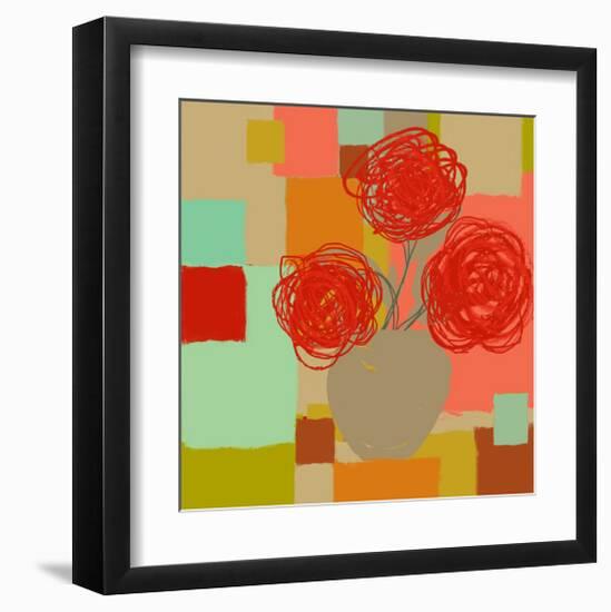 Vase of Red Flowers II-Yashna-Framed Art Print