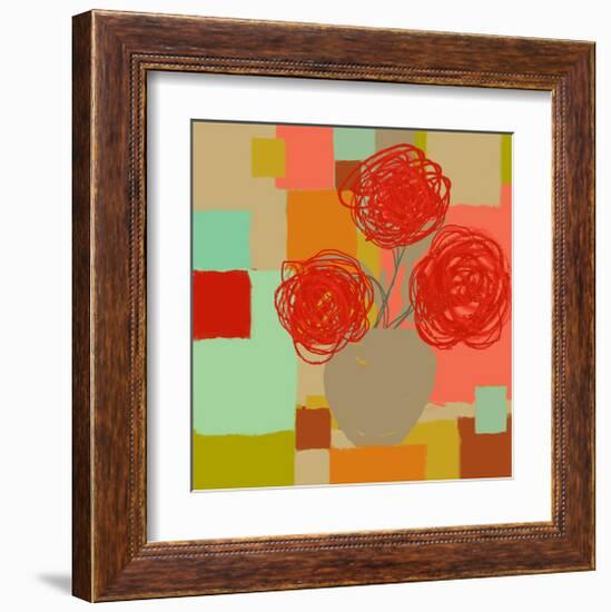 Vase of Red Flowers II-Yashna-Framed Art Print