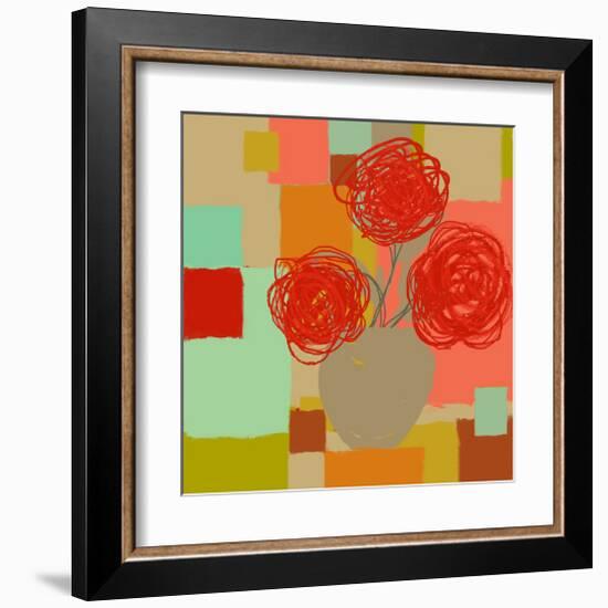 Vase of Red Flowers II-Yashna-Framed Art Print