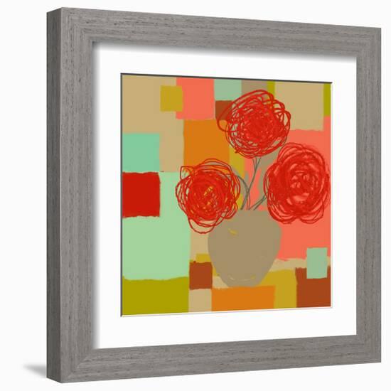 Vase of Red Flowers II-Yashna-Framed Art Print