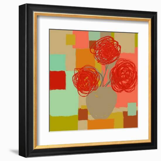 Vase of Red Flowers II-Yashna-Framed Art Print