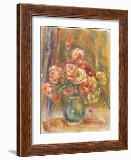 Vase of Roses, 1890-1900-Pierre-Auguste Renoir-Framed Giclee Print