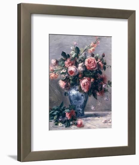 Vase of Roses-Pierre-Auguste Renoir-Framed Premium Giclee Print