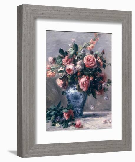 Vase of Roses-Pierre-Auguste Renoir-Framed Premium Giclee Print