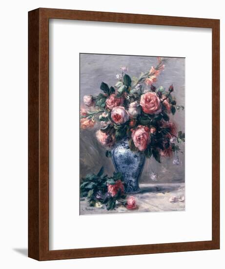 Vase of Roses-Pierre-Auguste Renoir-Framed Premium Giclee Print