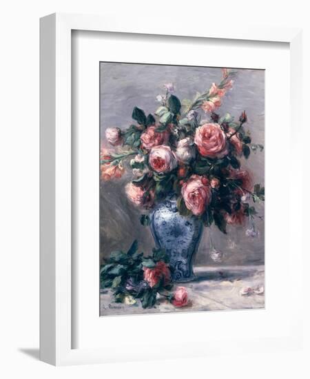 Vase of Roses-Pierre-Auguste Renoir-Framed Premium Giclee Print