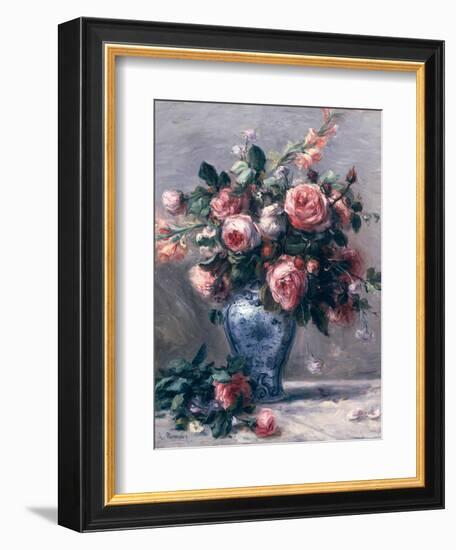 Vase of Roses-Pierre-Auguste Renoir-Framed Premium Giclee Print