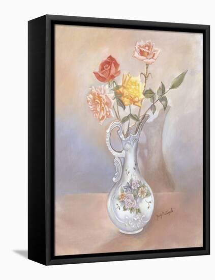 Vase of Roses-Judy Mastrangelo-Framed Premier Image Canvas