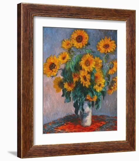 Vase of Sunflowers-Claude Monet-Framed Art Print