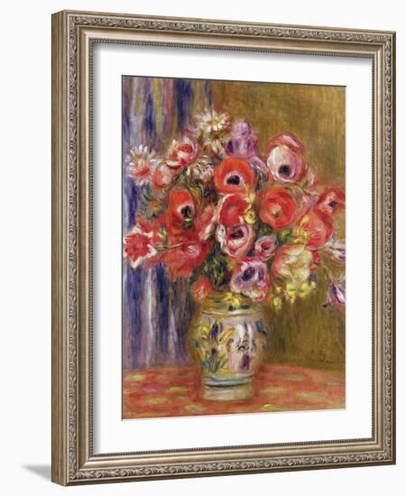 Vase of Tulips and Anemones, circa 1895-Pierre-Auguste Renoir-Framed Giclee Print