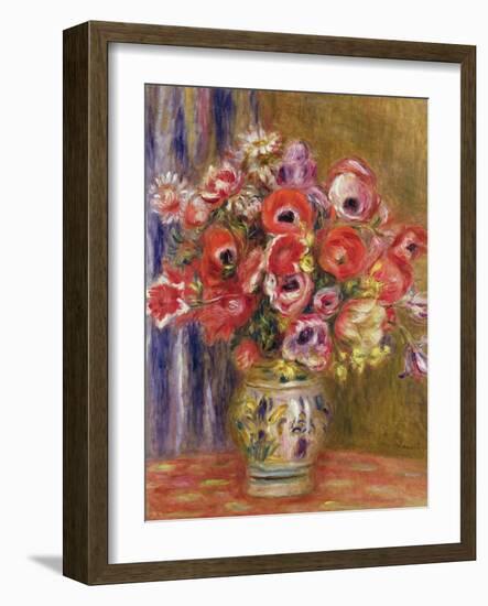 Vase of Tulips and Anemones, circa 1895-Pierre-Auguste Renoir-Framed Giclee Print