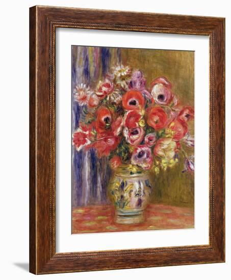 Vase of Tulips and Anemones, circa 1895-Pierre-Auguste Renoir-Framed Giclee Print