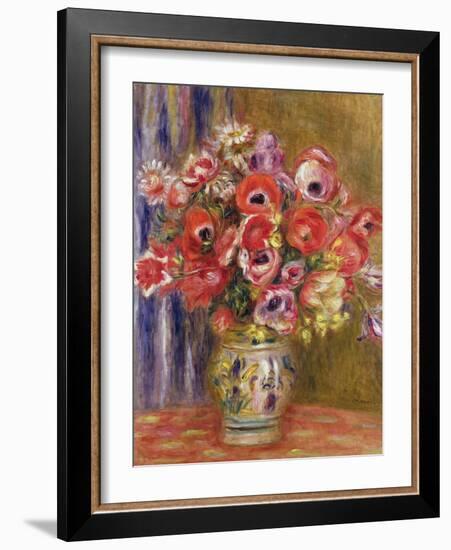 Vase of Tulips and Anemones, circa 1895-Pierre-Auguste Renoir-Framed Giclee Print