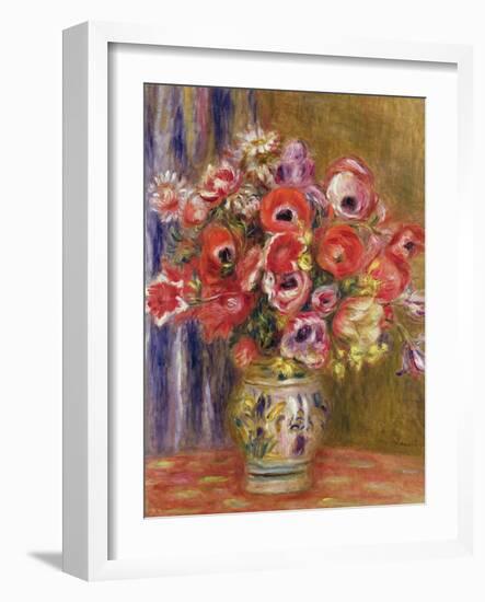 Vase of Tulips and Anemones, circa 1895-Pierre-Auguste Renoir-Framed Giclee Print